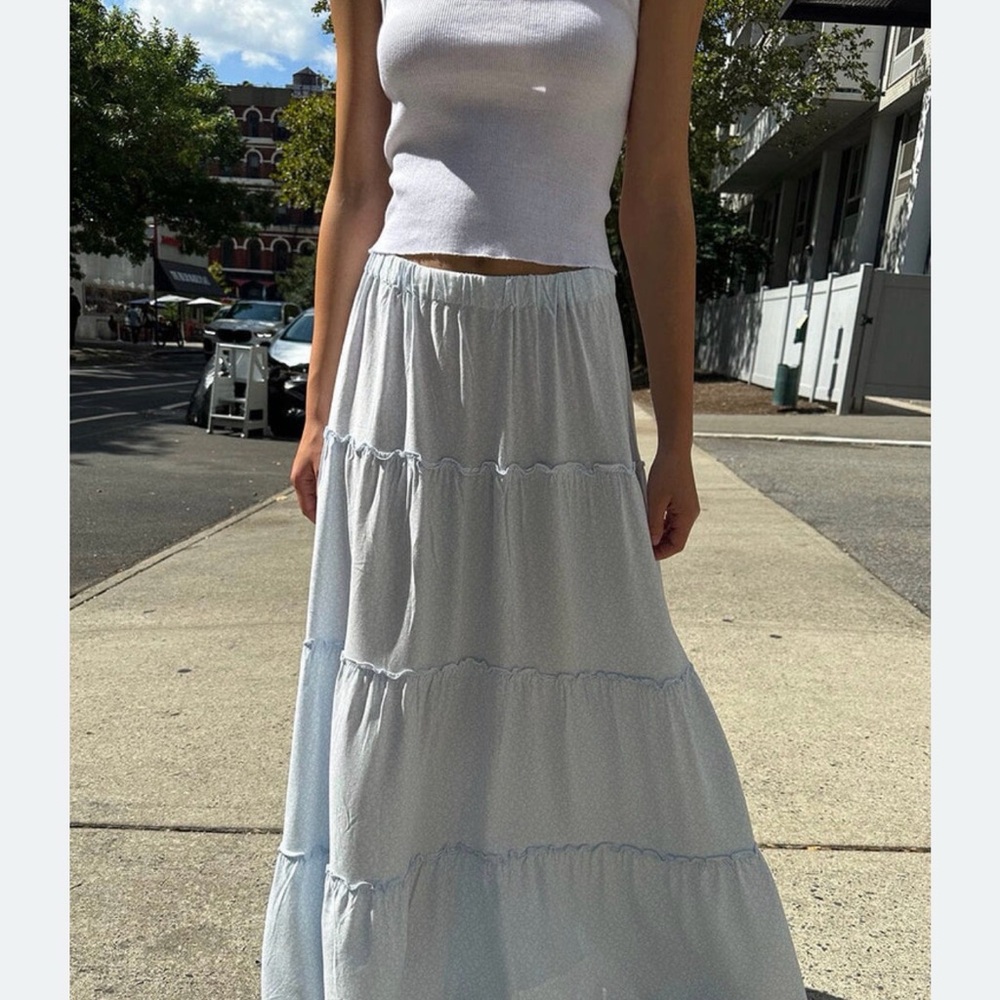 White Brandy Melville Maxi Skirt - Women's Flowy Summer Skirt